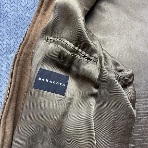 Baracuta Cashmere Wool Bomber Jacket 2XT Brown Tan Soft Gold Lined Bulgaria READ - Picture 10 of 16